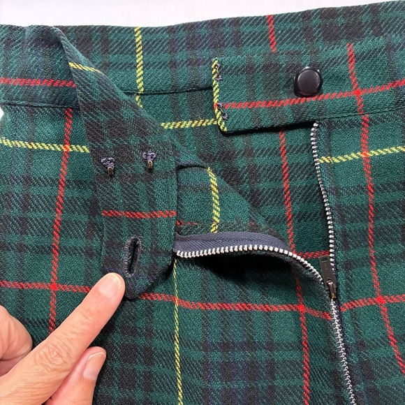 Vintage Handmade Wool Skirt Green Yellow Plaid XS/S - Picture 3 of 6